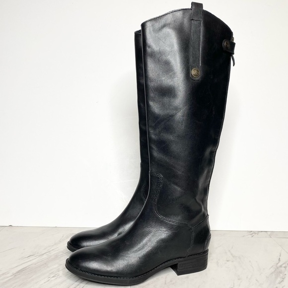 Sam Edelman Penny Black Leather Riding Boot 6M - Picture 1 of 16